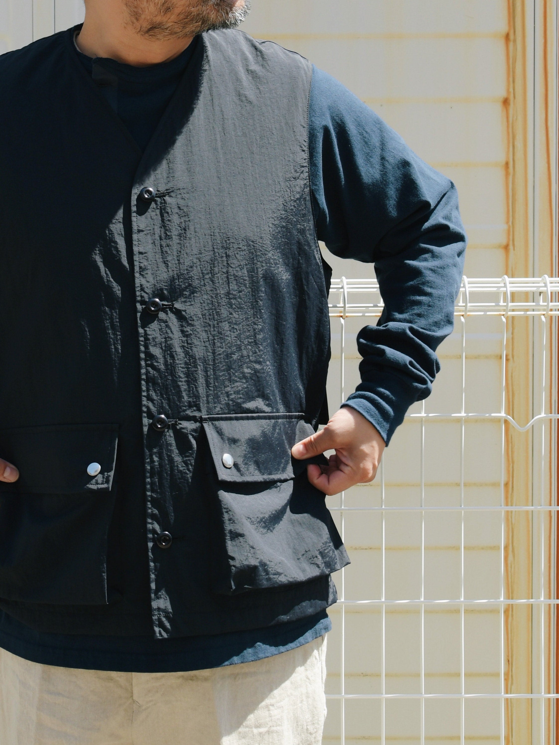 KEIMEN PRODUCTS 2023SS / NYLON VEST - Black | Waynt Store